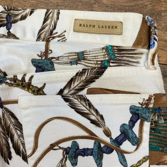 Ralph Lauren Rare Blue Label Native American Indian White Jeans - Sz 27 - Picture 5 of 10